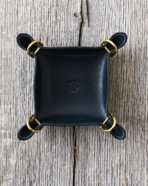 Lone Wolf Leather Leather Bowl Dark Green White Stitch Tärnsjö Veg Tanned