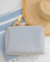 Luxe Linen Pouches - Blue