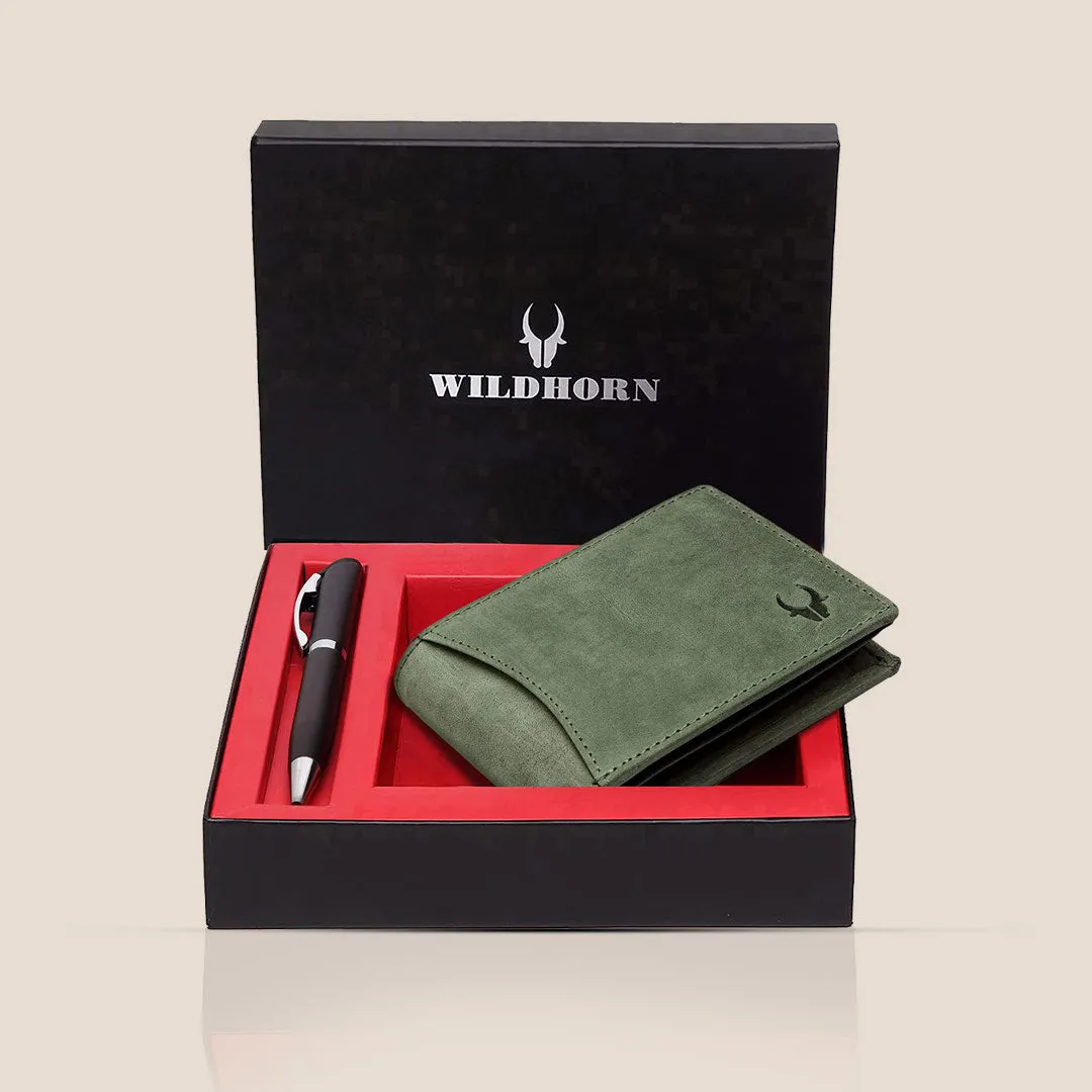 MACON Leather Wallet & Pen Gift Hamper for Men