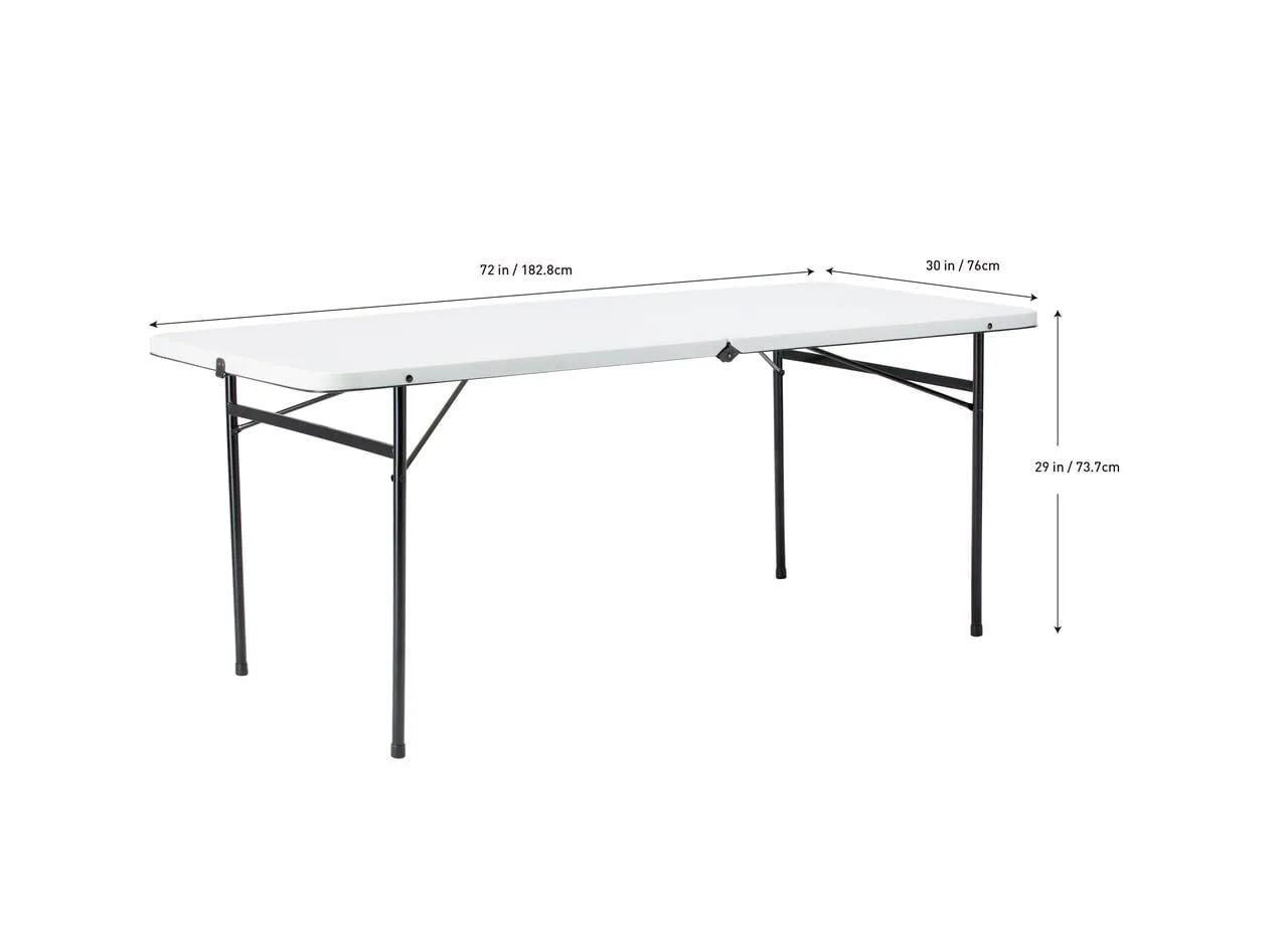 Mainstays 6 Foot Bi-Fold Plastic Folding Table, White - NEW