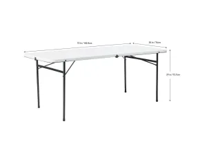 Mainstays 6 Foot Bi-Fold Plastic Folding Table, White - NEW