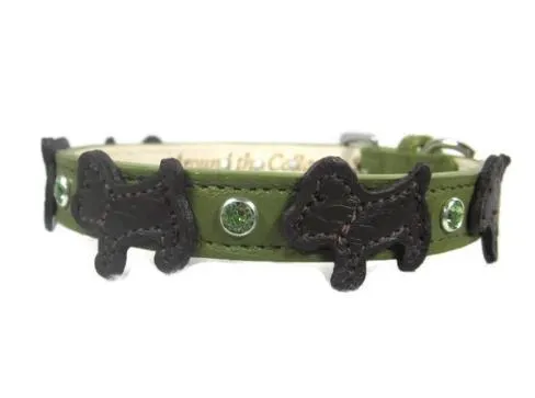 Malka Crystal Leather Dog Collar