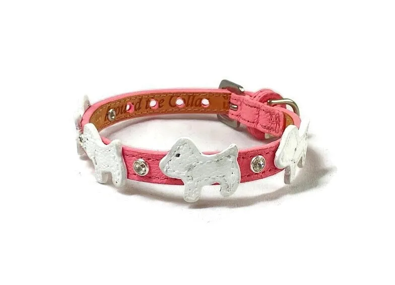 Malka Crystal Leather Dog Collar