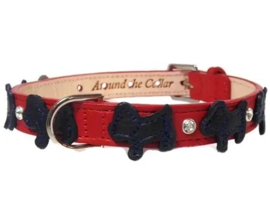 Malka Crystal Leather Dog Collar