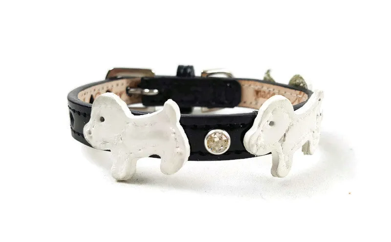 Malka Crystal Leather Dog Collar