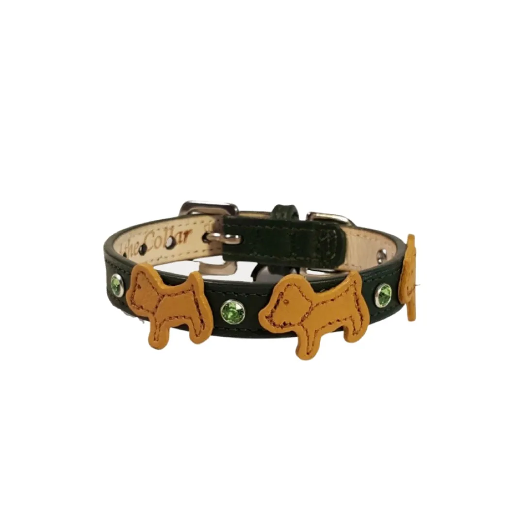 Malka Crystal Leather Dog Collar