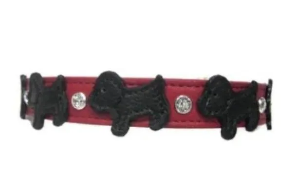 Malka Crystal Leather Dog Collar