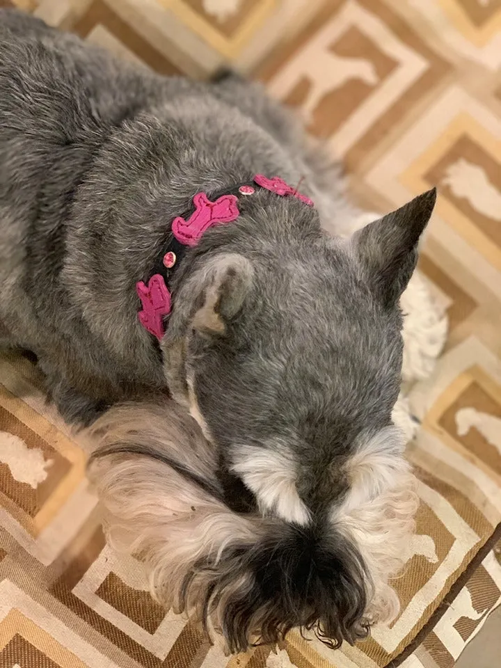 Malka Crystal Leather Dog Collar