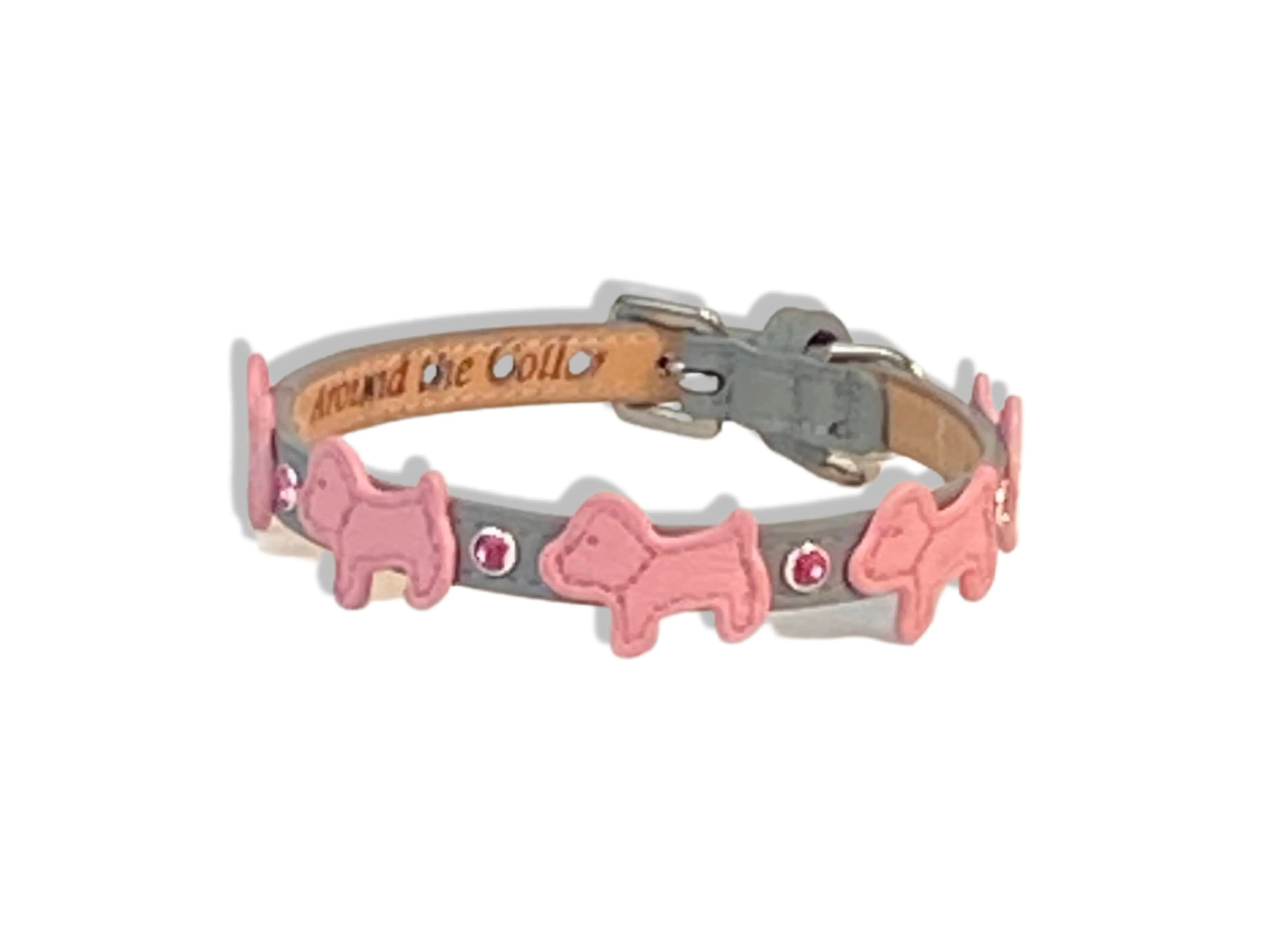 Malka Crystal Leather Dog Collar