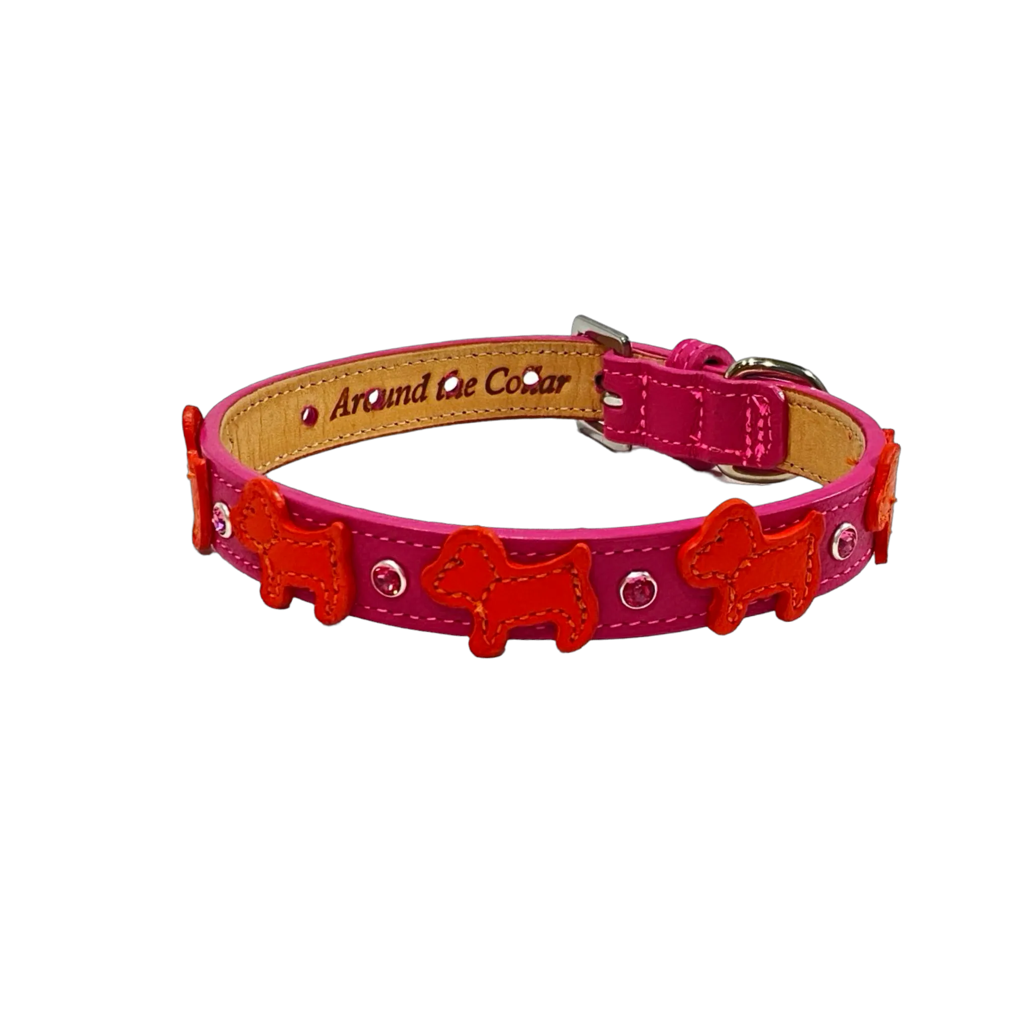 Malka Crystal Leather Dog Collar