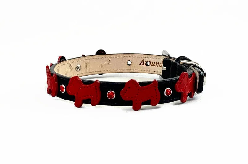 Malka Crystal Leather Dog Collar