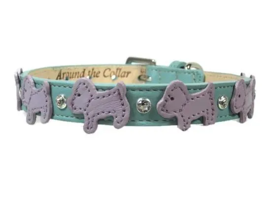 Malka Crystal Leather Dog Collar
