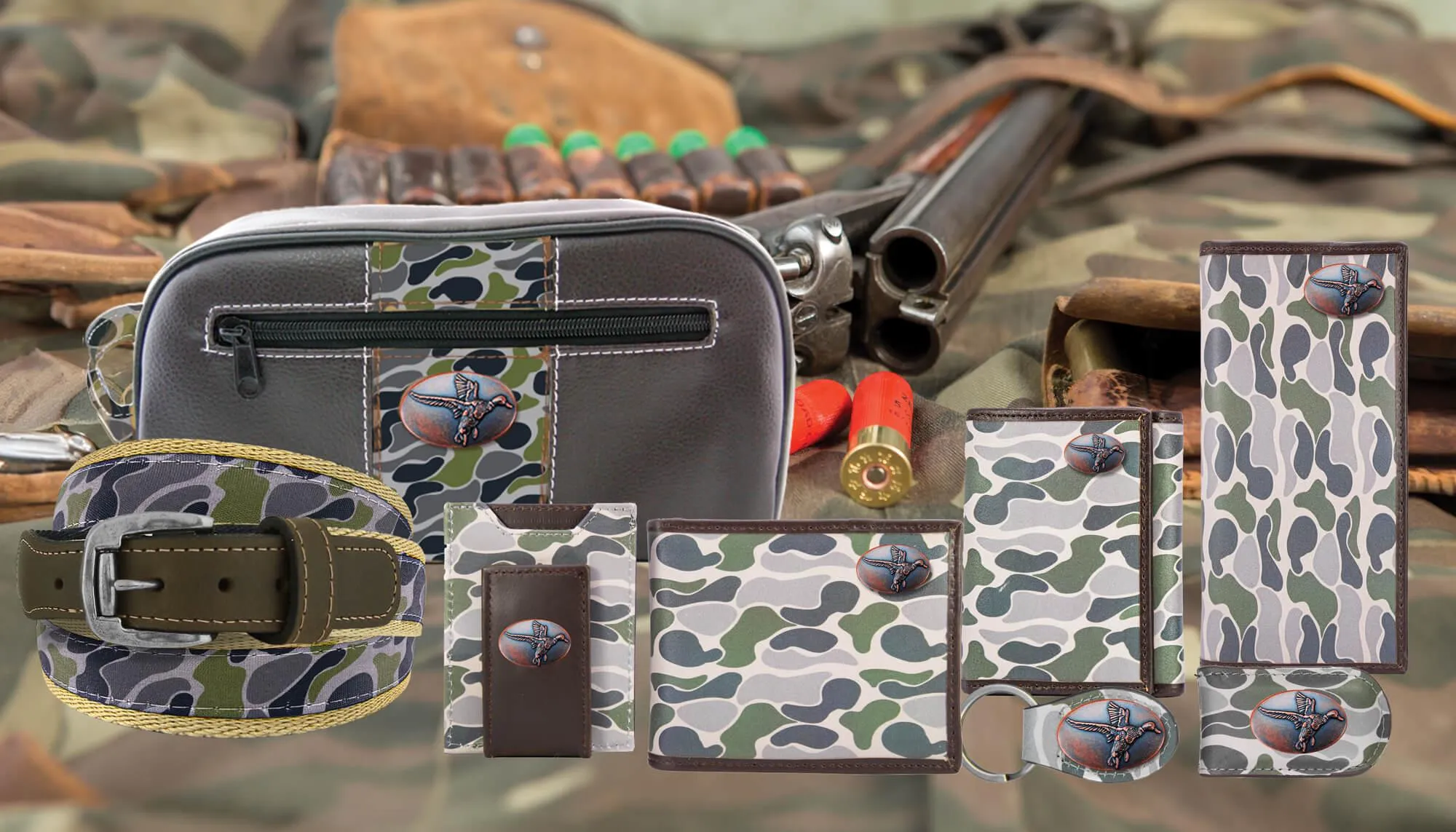 Mallard Men's Trifold Old School Camo Leather Wallet.