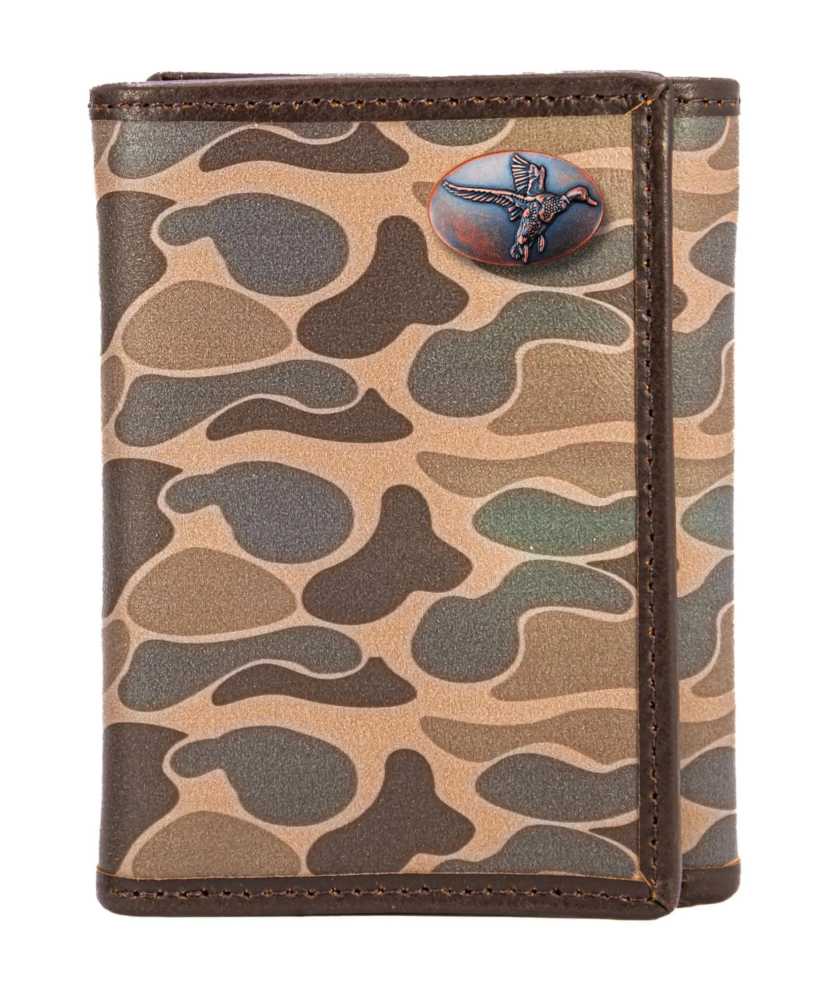 Mallard Men's Trifold Old School Camo Leather Wallet.
