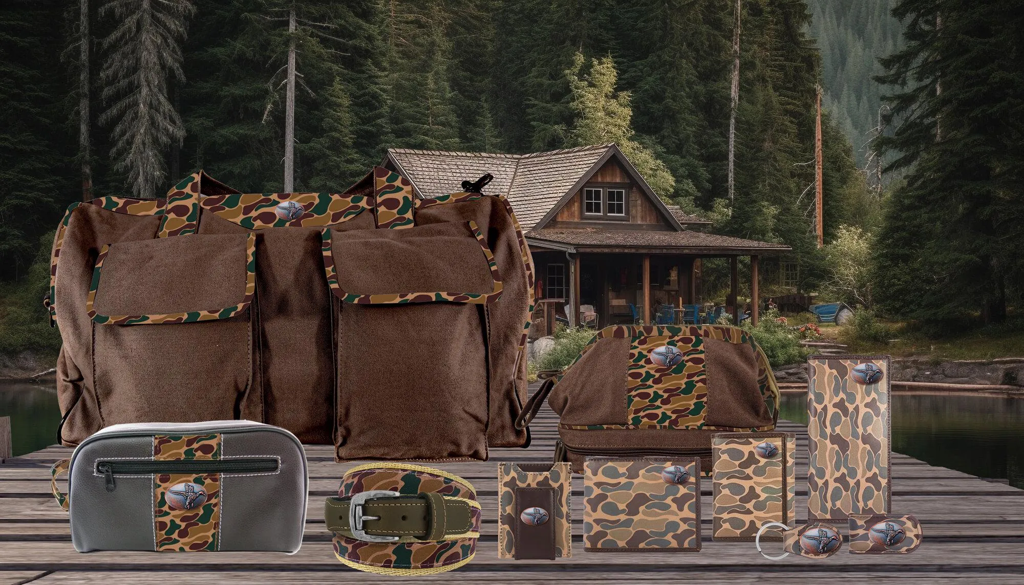 Mallard Men's Trifold Old School Camo Leather Wallet.