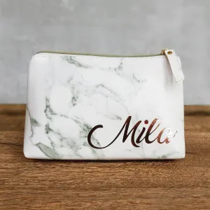 Marble Make Up Bag with Personalised Text