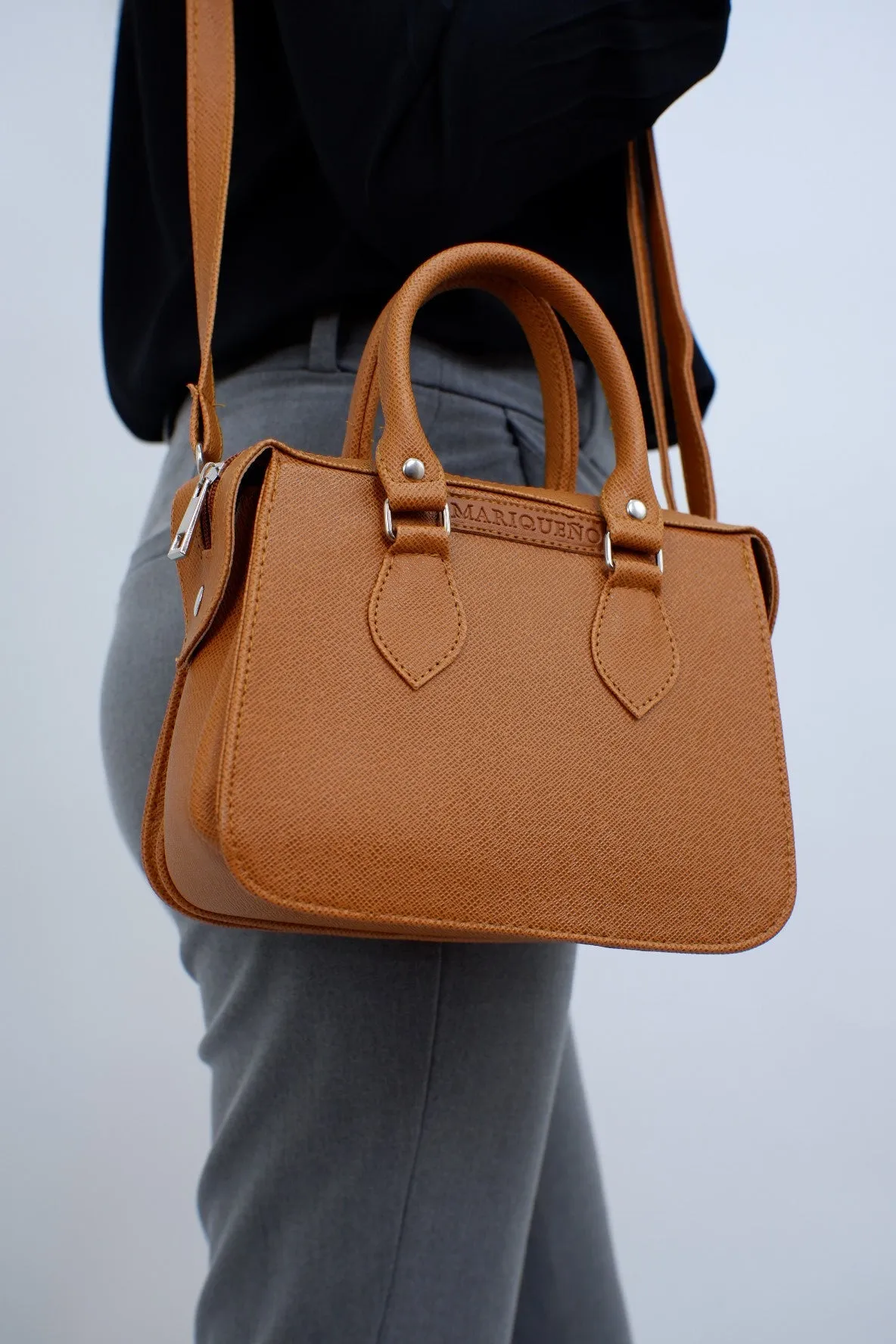 MARGAUX Top Handle Sling Bag in Tan Brown