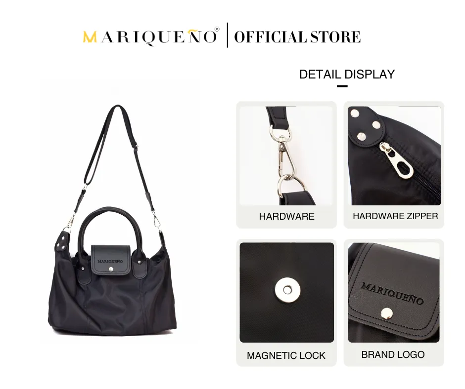 MARTHA Nylon Canvas Tote Bag in Black