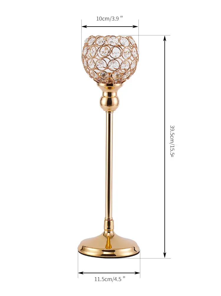 Metal Candle Holders Candlestick Crystal Coffee Dining Table Centerpieces Stand Candlesticks Wedding Christmas Home Decoration
