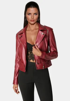 Metallic Vegan Leather Moto Jacket