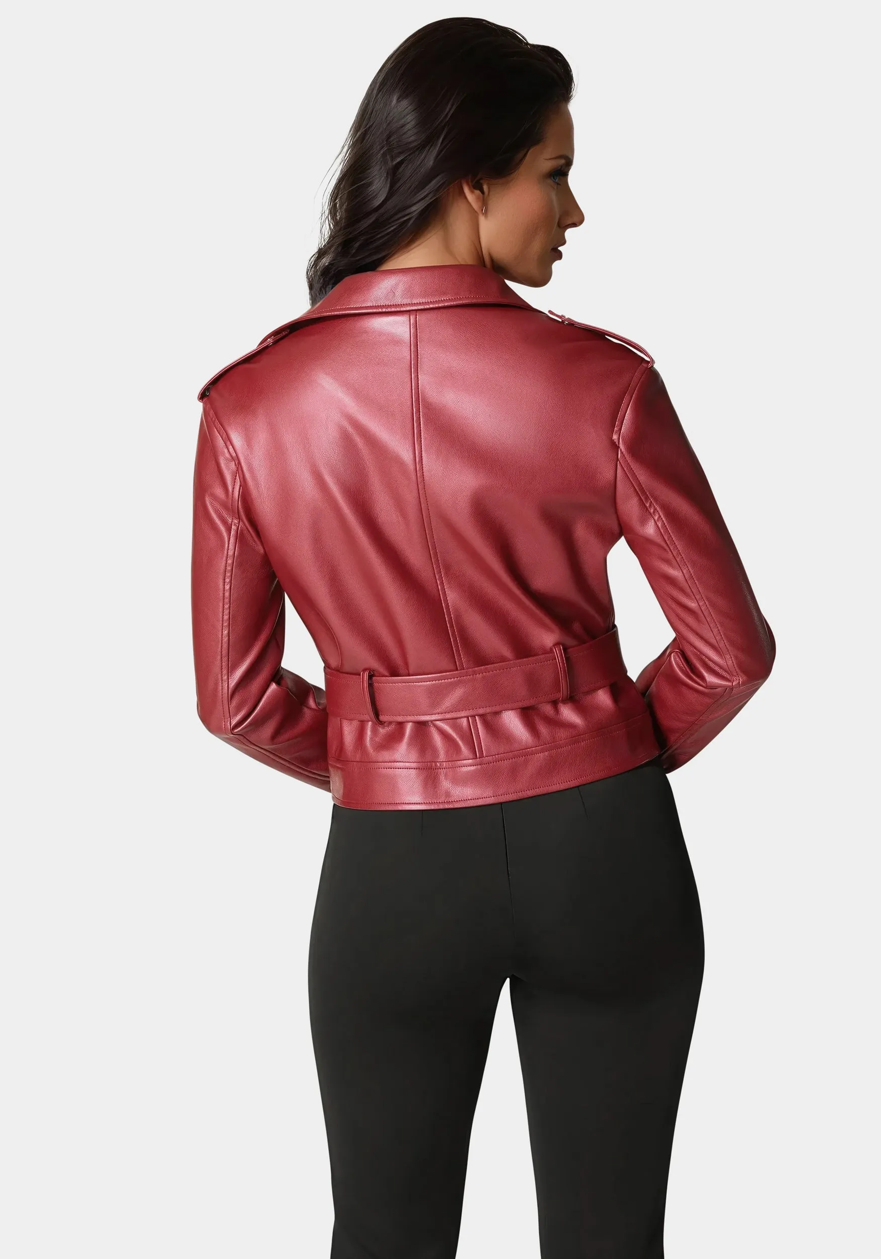Metallic Vegan Leather Moto Jacket