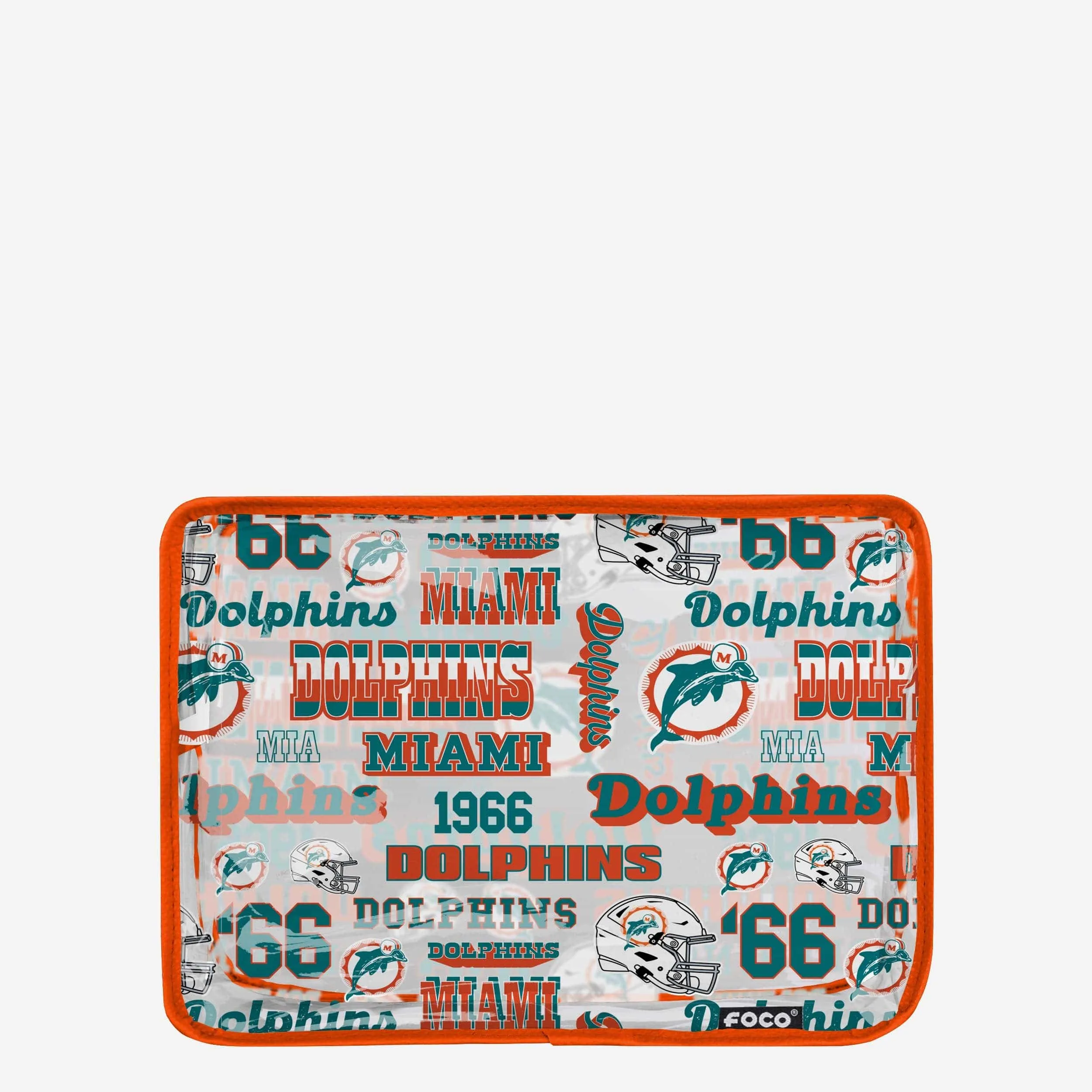 Miami Dolphins Repeat Retro Print Clear Cosmetic Bag