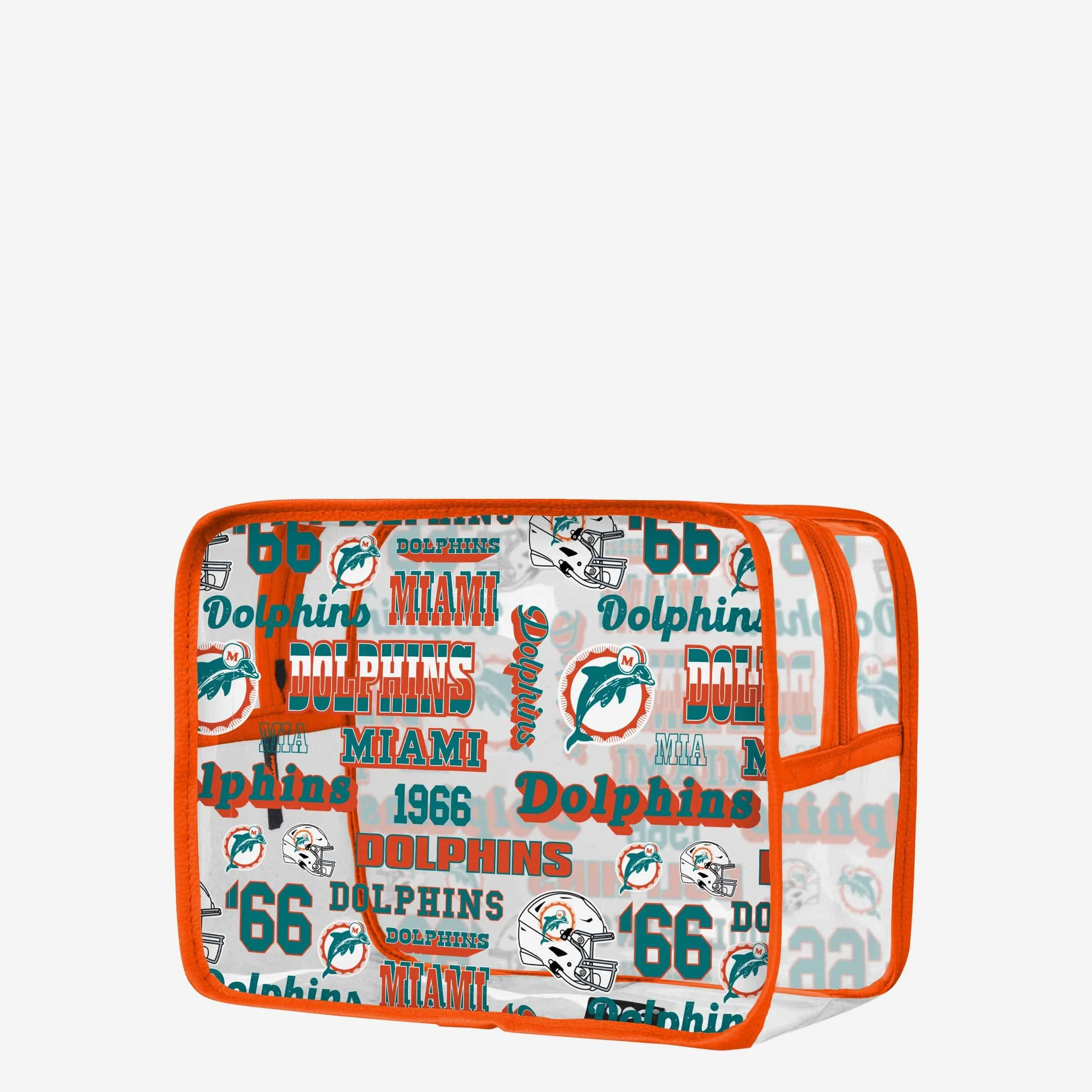 Miami Dolphins Repeat Retro Print Clear Cosmetic Bag
