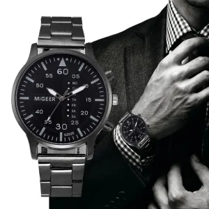 MIGEER Men Watch Stainless Steel Strap Business Men Fashion Quartz Hours Wrist Analog Watch Relogio Masculino Gift Y 50