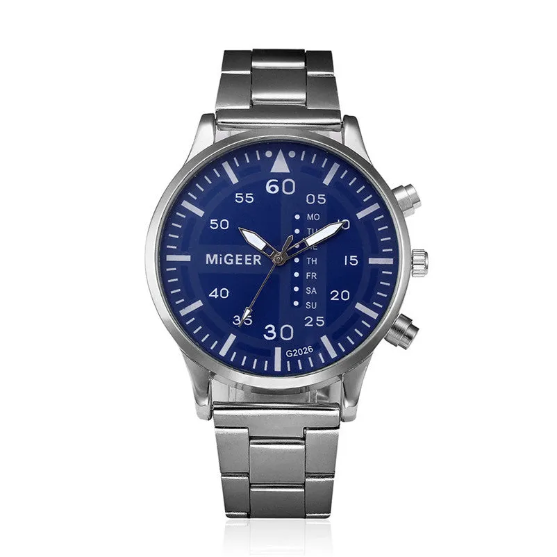 MIGEER Men Watch Stainless Steel Strap Business Men Fashion Quartz Hours Wrist Analog Watch Relogio Masculino Gift Y 50