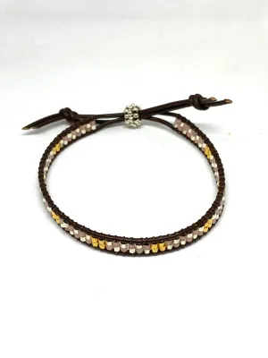 Miguel Ases Leather Bracelet with Miyuki Beads
