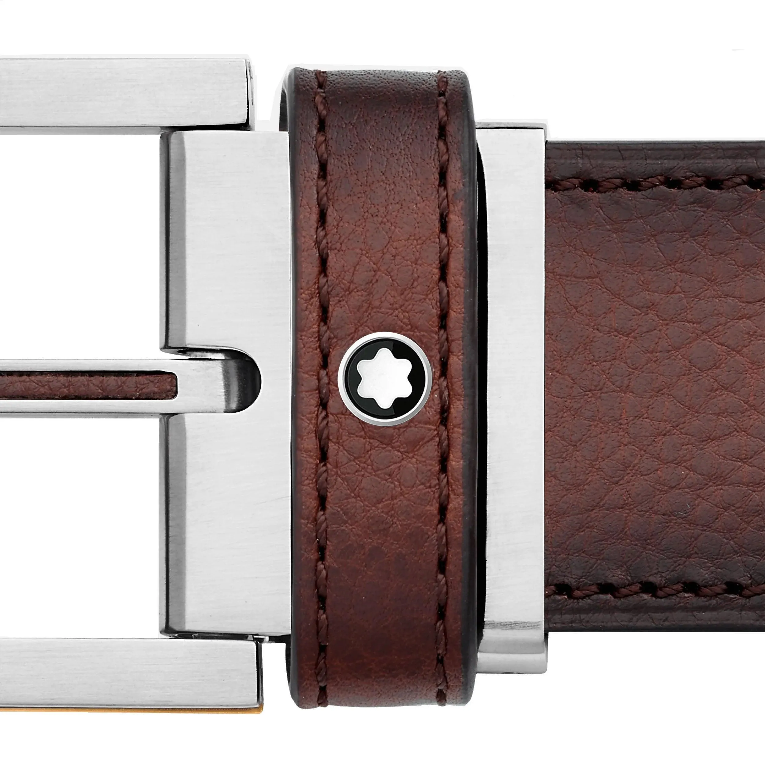 Montblanc Men's belt Rectangular side strap in opaque fine steel foil and 126036 pvd fingering