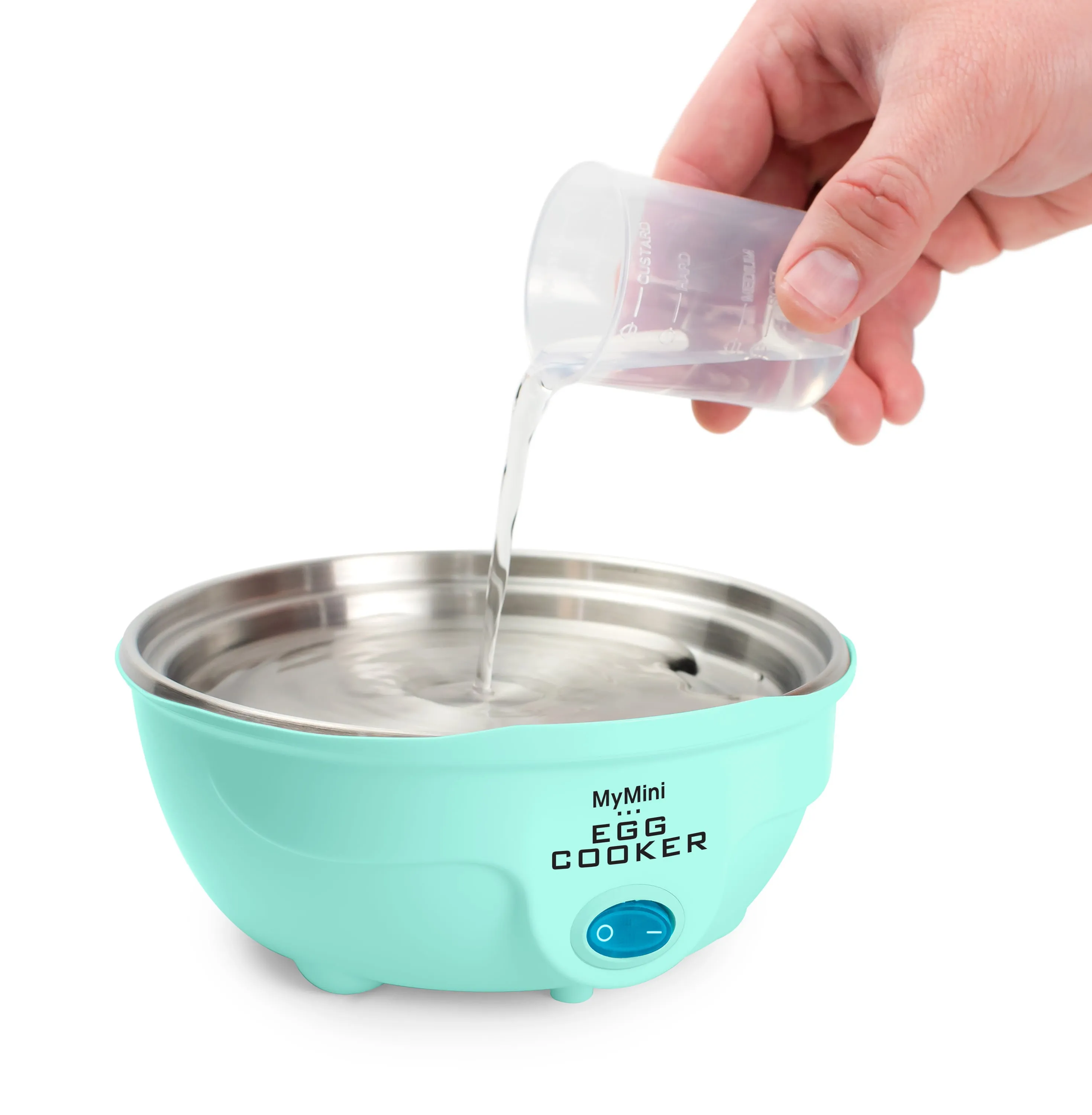 MyMini Premium 7-Egg Capacity Cooker Large, Compact Design, MEC7TL, White & Teal