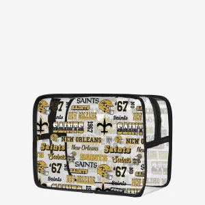 New Orleans Saints Repeat Retro Print Clear Cosmetic Bag