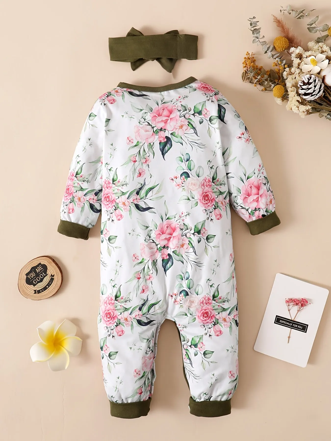 Newborn Infant Ruffle Romper with Floral Print
