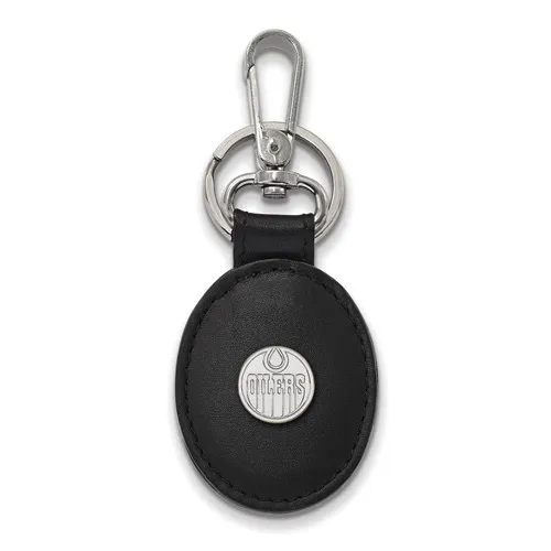NHL Licensed Edmonton Oilers Black Leather Key Chain