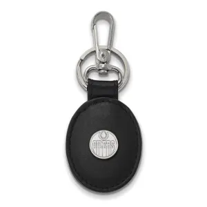 NHL Licensed Edmonton Oilers Black Leather Key Chain