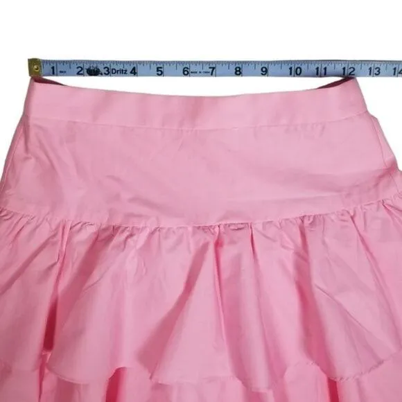 NWT J Crew Skirt Women's Size 00 Pink Tiered Ruffle Lined Coquette Kawaii Y2K