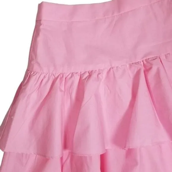 NWT J Crew Skirt Women's Size 00 Pink Tiered Ruffle Lined Coquette Kawaii Y2K