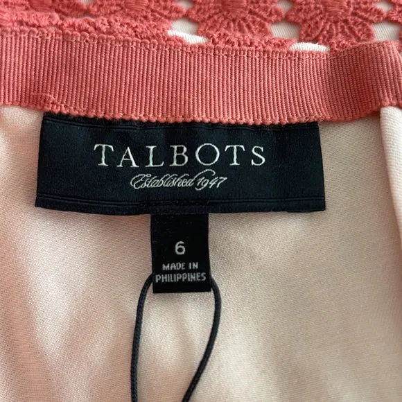 NWT Talbots peach salmon embroidered flower skirt
