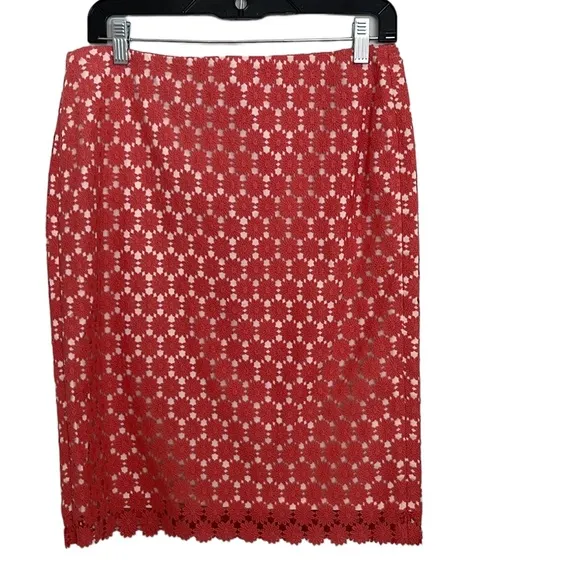 NWT Talbots peach salmon embroidered flower skirt