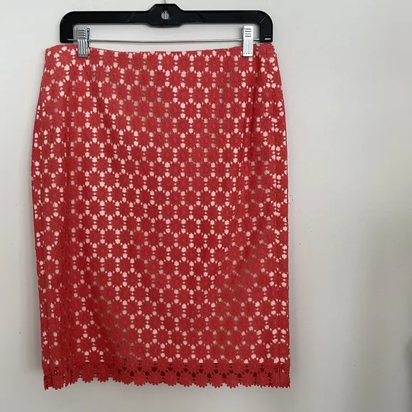 NWT Talbots peach salmon embroidered flower skirt