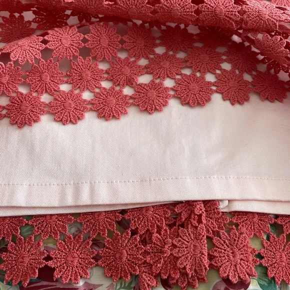 NWT Talbots peach salmon embroidered flower skirt