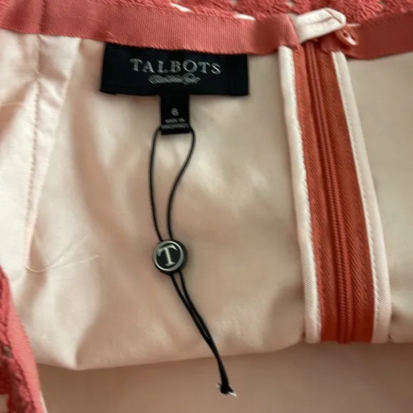 NWT Talbots peach salmon embroidered flower skirt