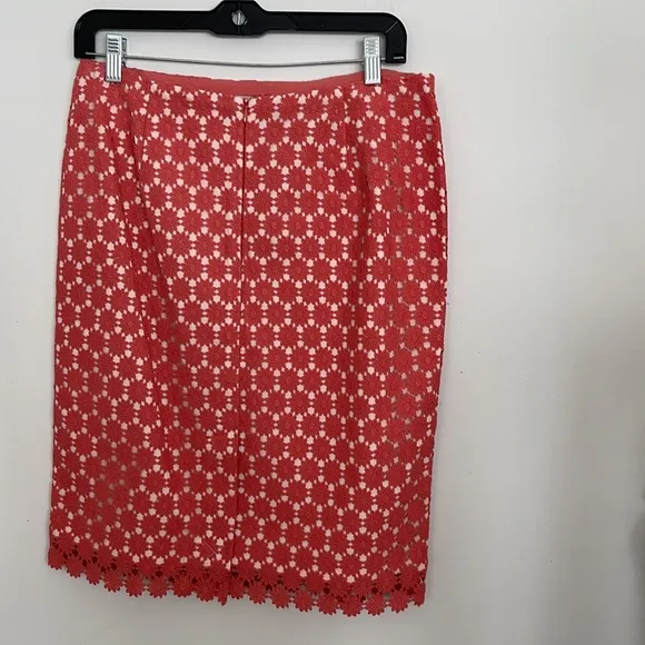 NWT Talbots peach salmon embroidered flower skirt