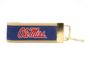 Ole Miss Rebels Collegiate Woven Ribbon Key Chain. Ole Miss Key Fob. Ole Miss Gift. Hotty Toddy Key Ring. Brass Clasp and O-Ring.