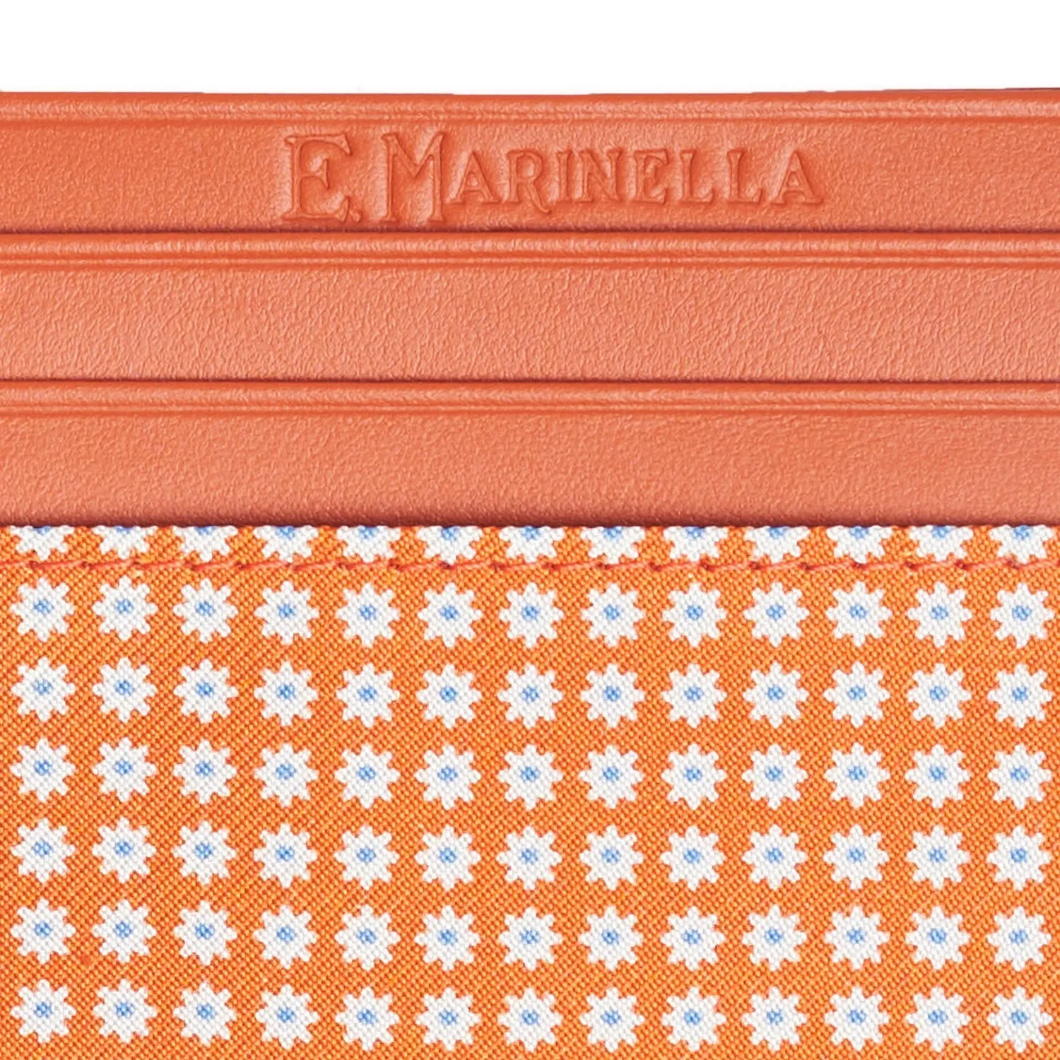 ORANGE LEATHER AND SILK CREDIT CARD HOLDER