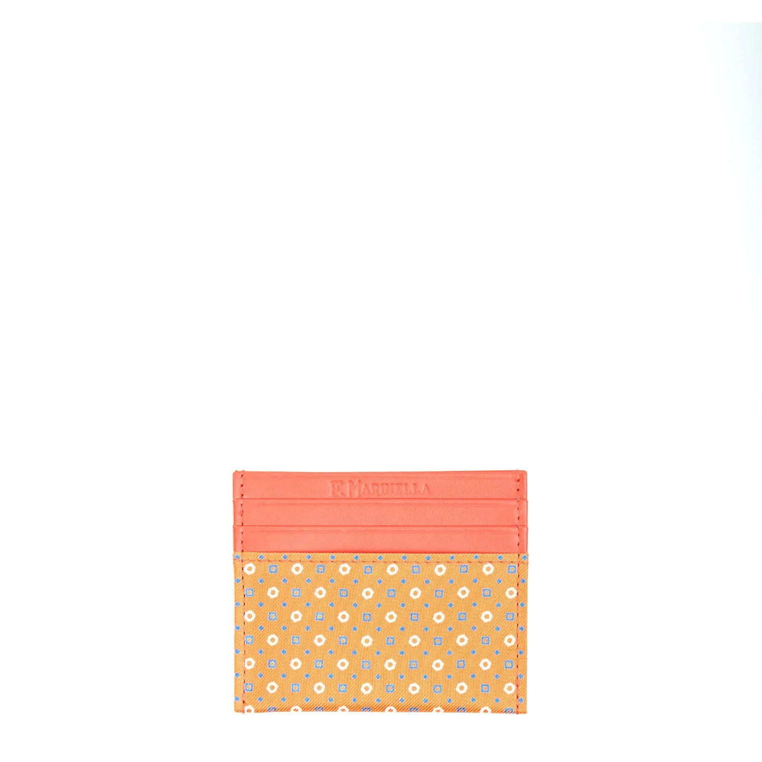 ORANGE LEATHER AND SILK CREDIT CARD HOLDER