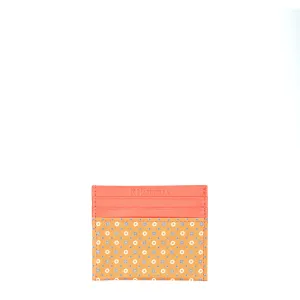 ORANGE LEATHER AND SILK CREDIT CARD HOLDER
