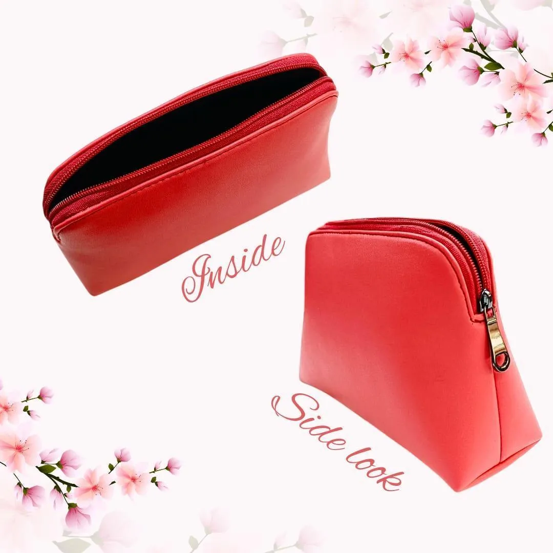 Orange Multipurpose Pouch with single Pocket | PU Leather Pouch with Motifs