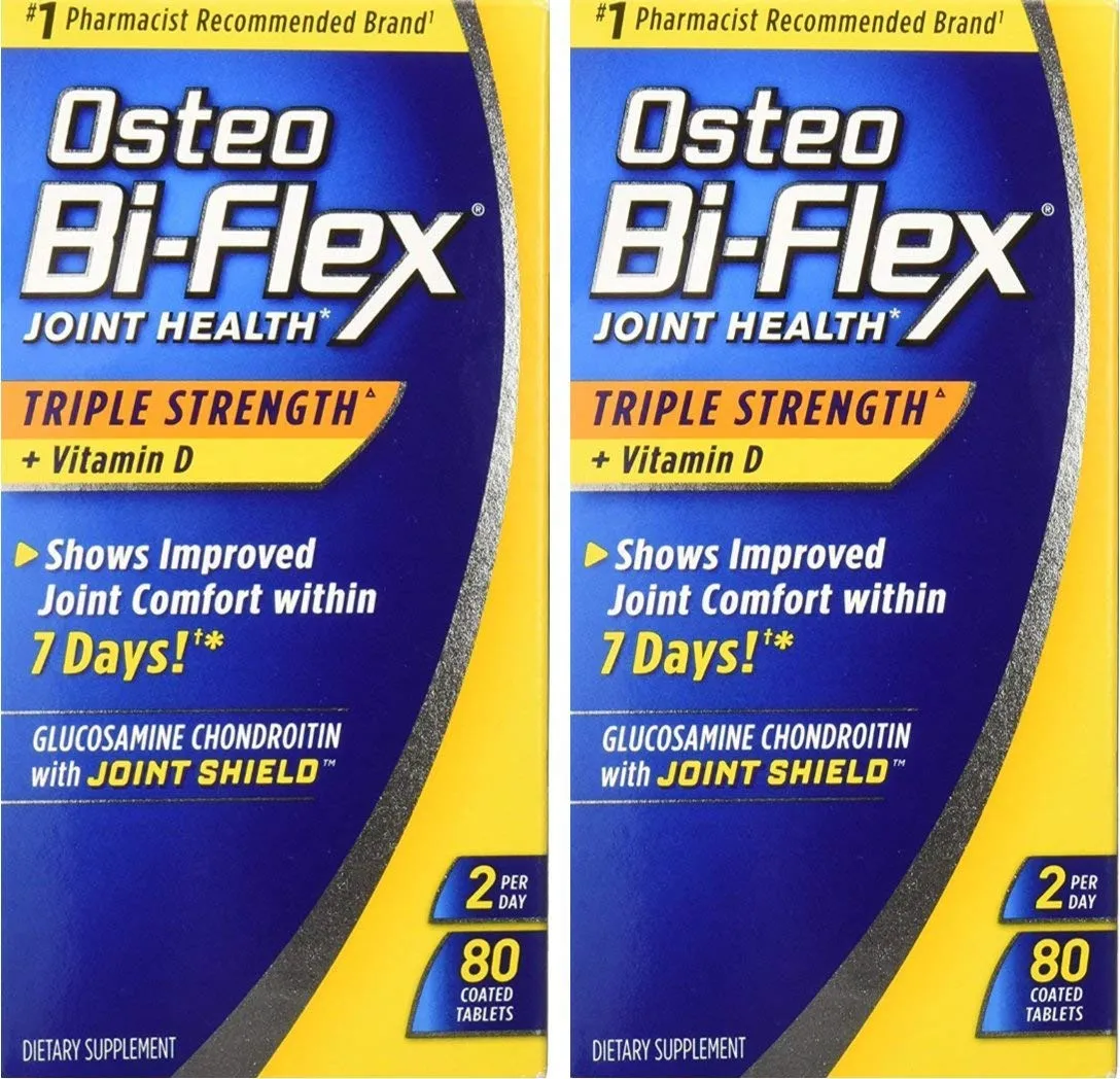 Osteo Bi-Flex Triple Fuerza   Vitamina D, comprimidos recubiertos - Paquete doble de 80 unidades cada uno